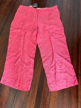J. Crew Coral-Pink Wide Leg Linen Pants